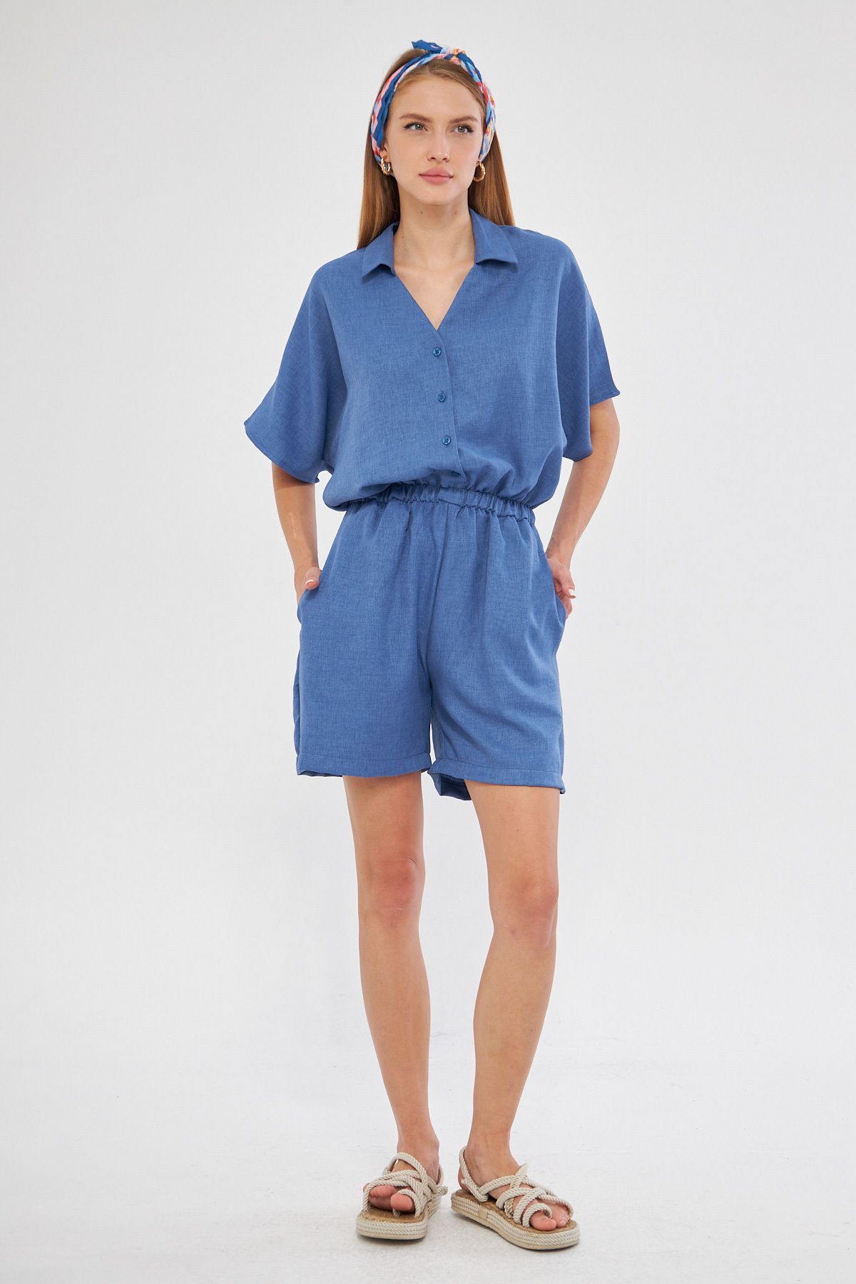 WOMEN DARK BLUE SHIRT COFE SHORT TULUM ARM-24Y001113