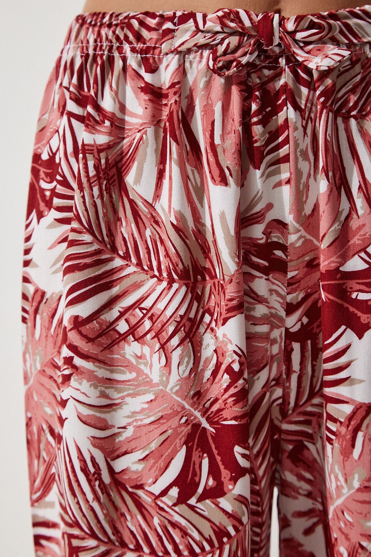 Female Peach Patterned Viscose Palazzo Pants EN00606