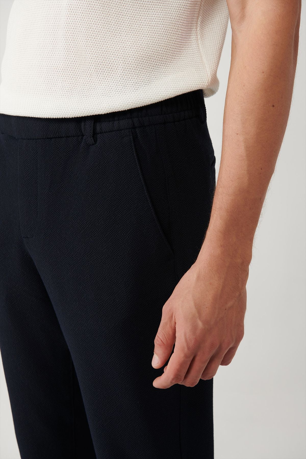 Men's Navy Blue Waist Waist Waithful Chino Pants B003033