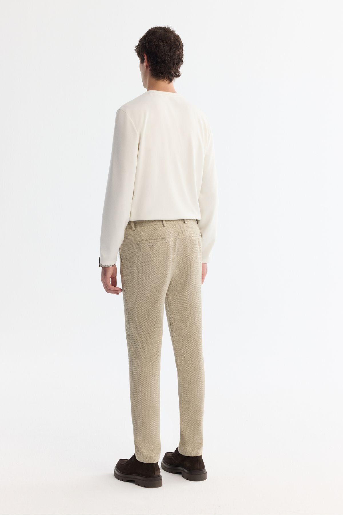 Men's Beige Side Cep Tissue Bi-Stretch Suit Suit Pants A42Y3211