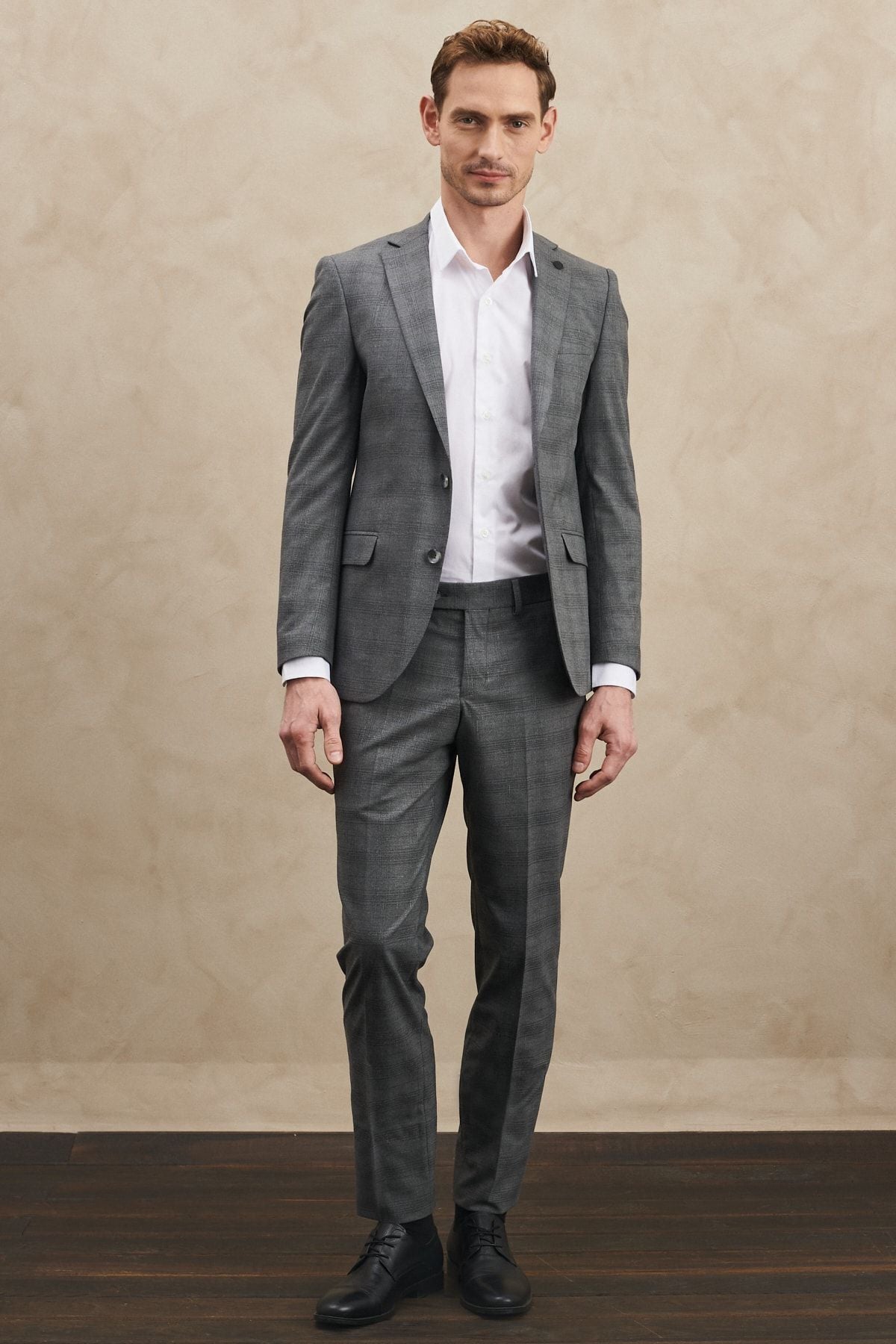 Men's Gray Extra Slim Fit Narn Cut Mono Yaka Square Suits