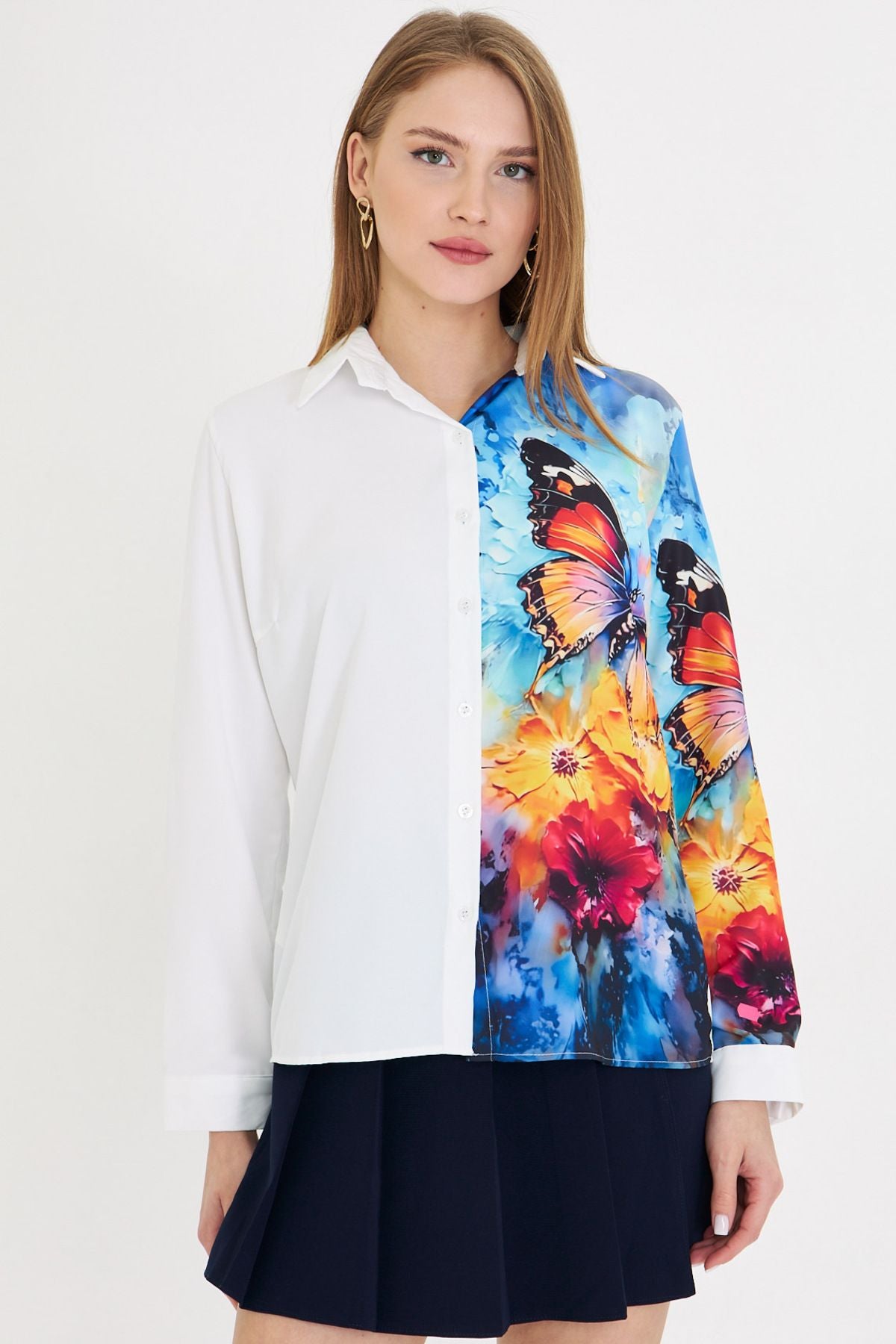 WOMEN Yellow asymmetrical Patterned Shirt ARM-25Y001011