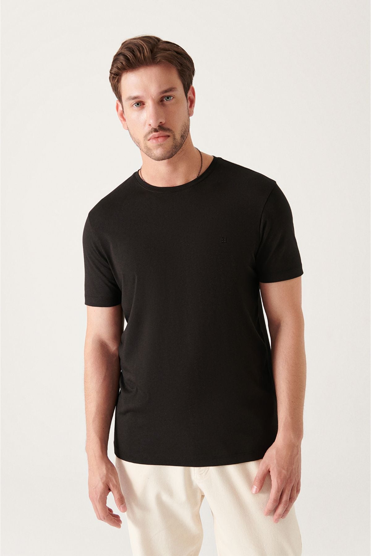 Men's Black Ultrasoft Bicycle Collar Flat Modal T-Shirt B001171