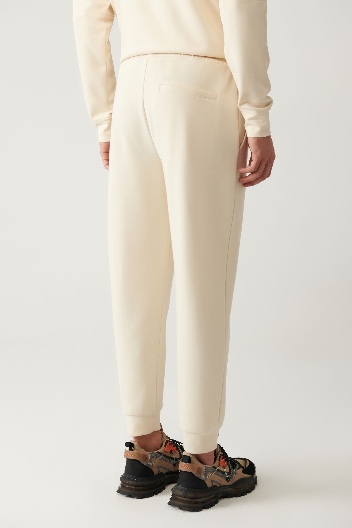 Men's Beige Interlok Waist Laccked Cotton Tracksuit Six A41y3408