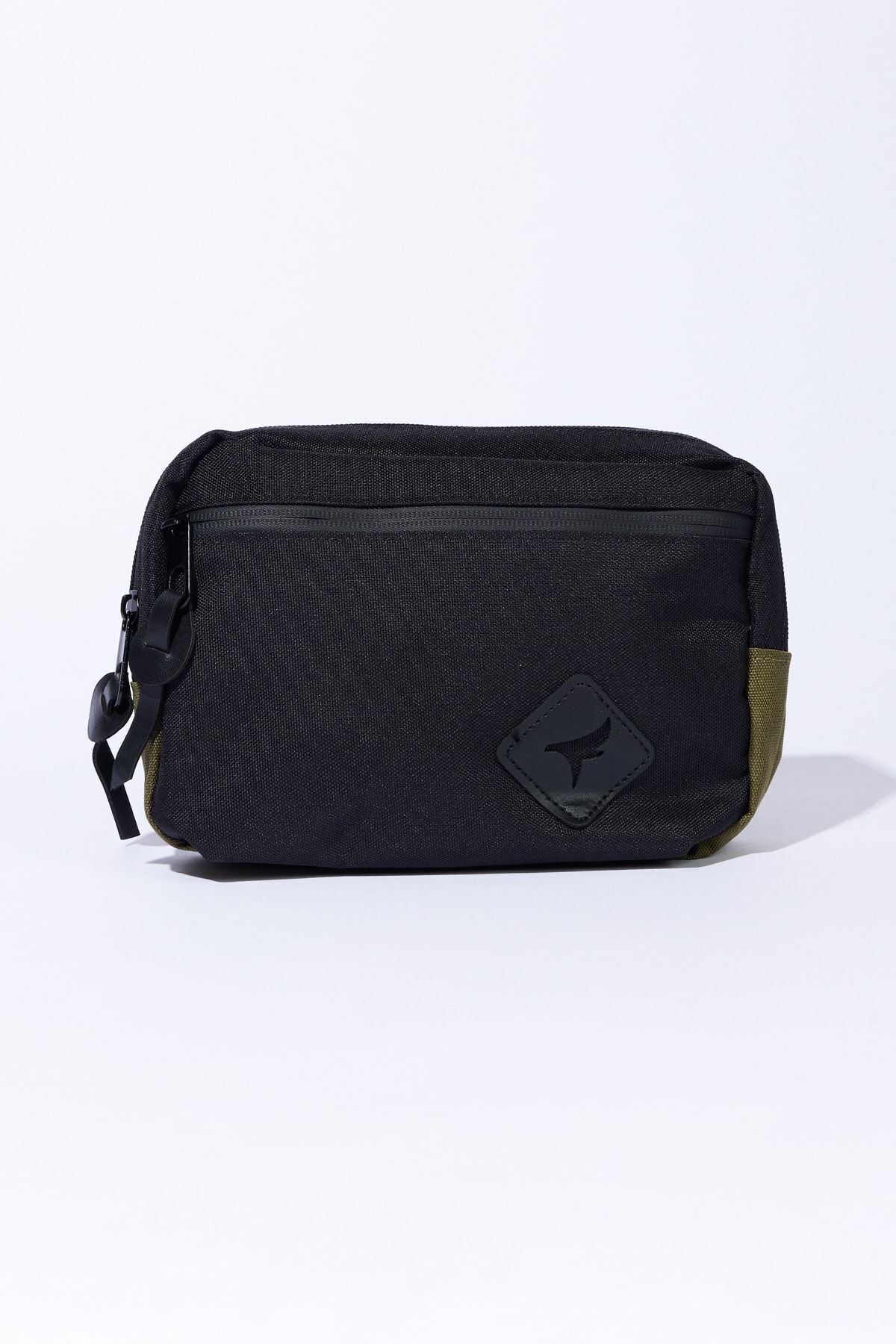 Men's Black-Haki Zippered Double Parts Waist Bag