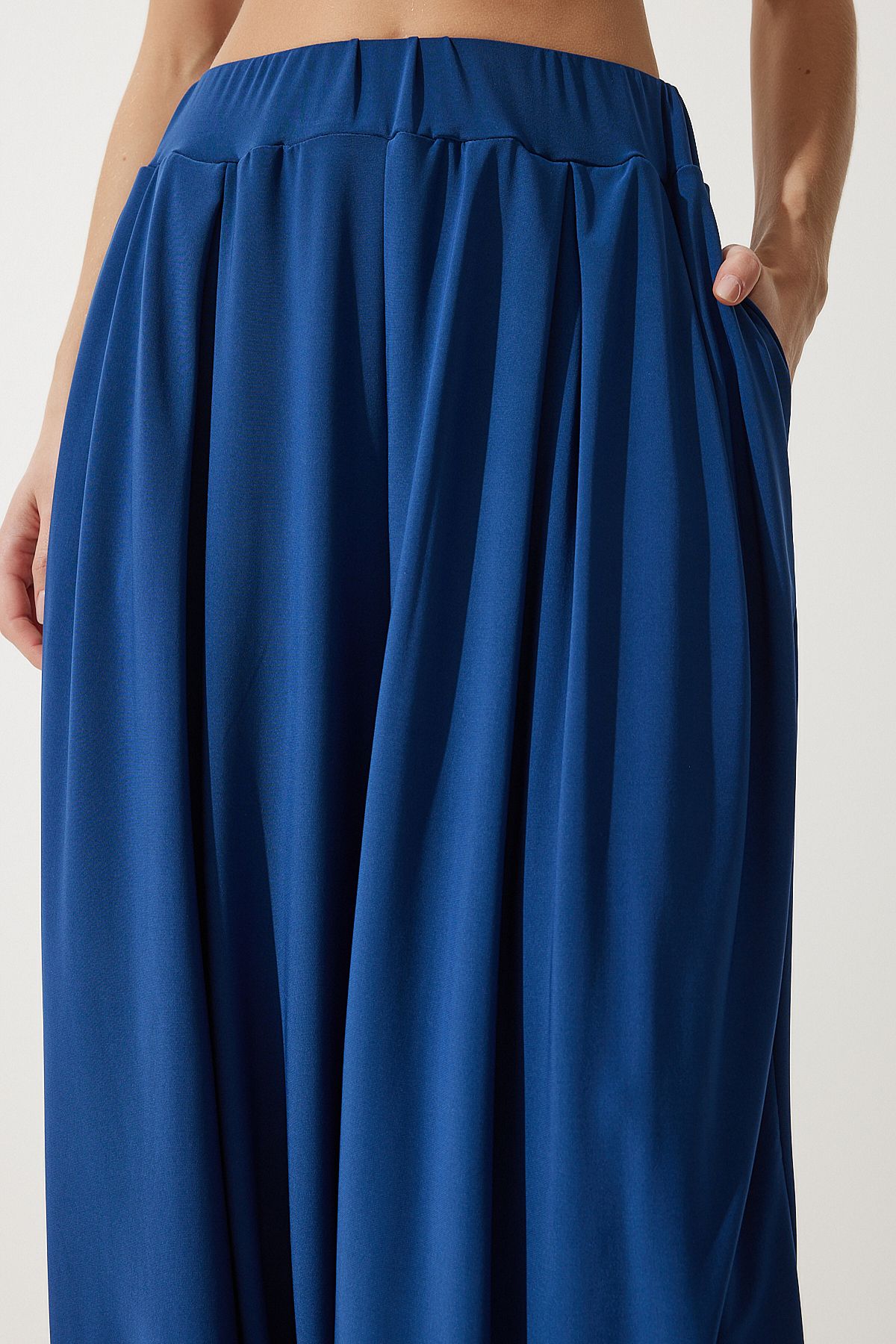 Female navy blue pleated comfortable modal shalwar pants DD01313