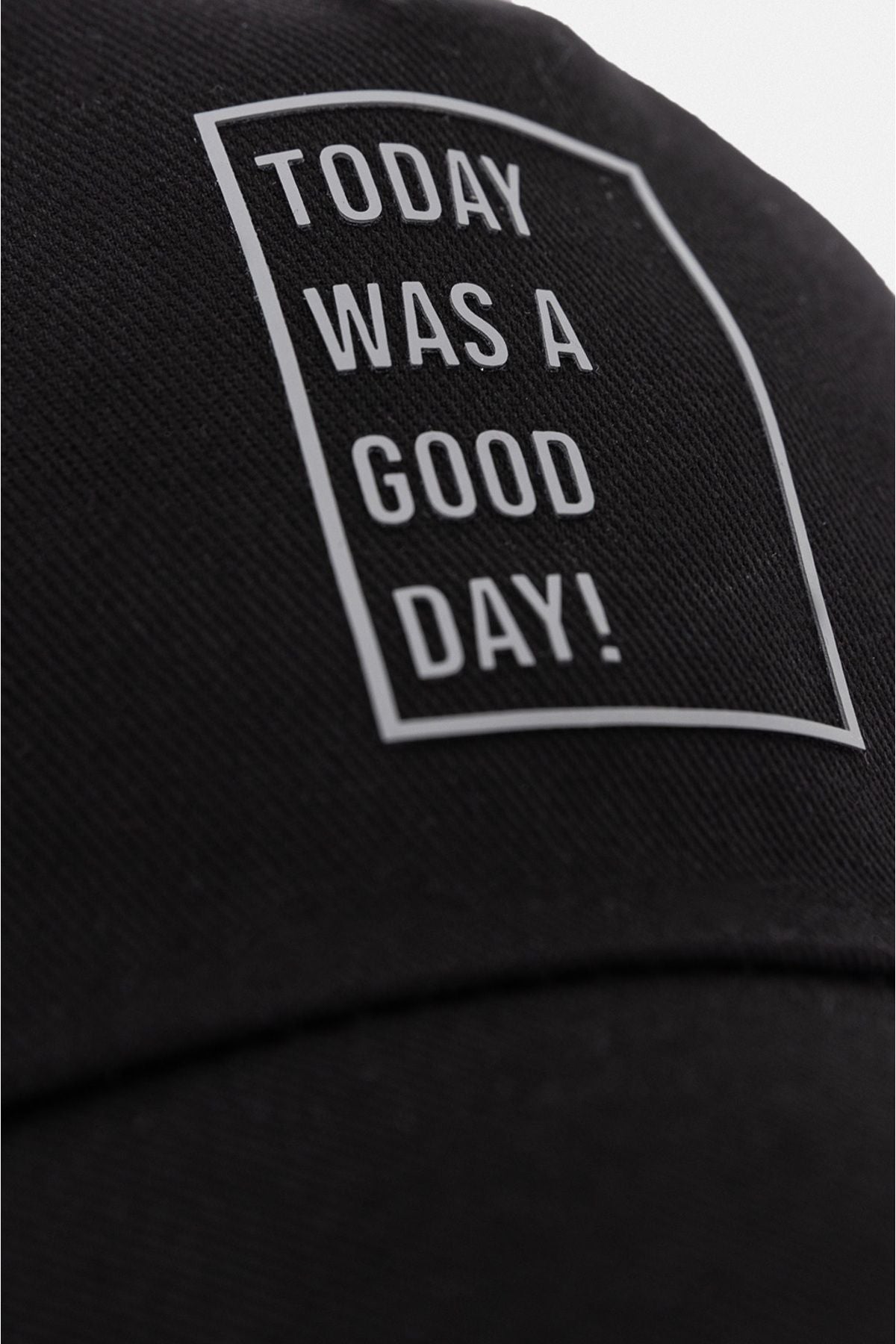 Men's black 100 %cotton slogan printed sports hat a31y9205