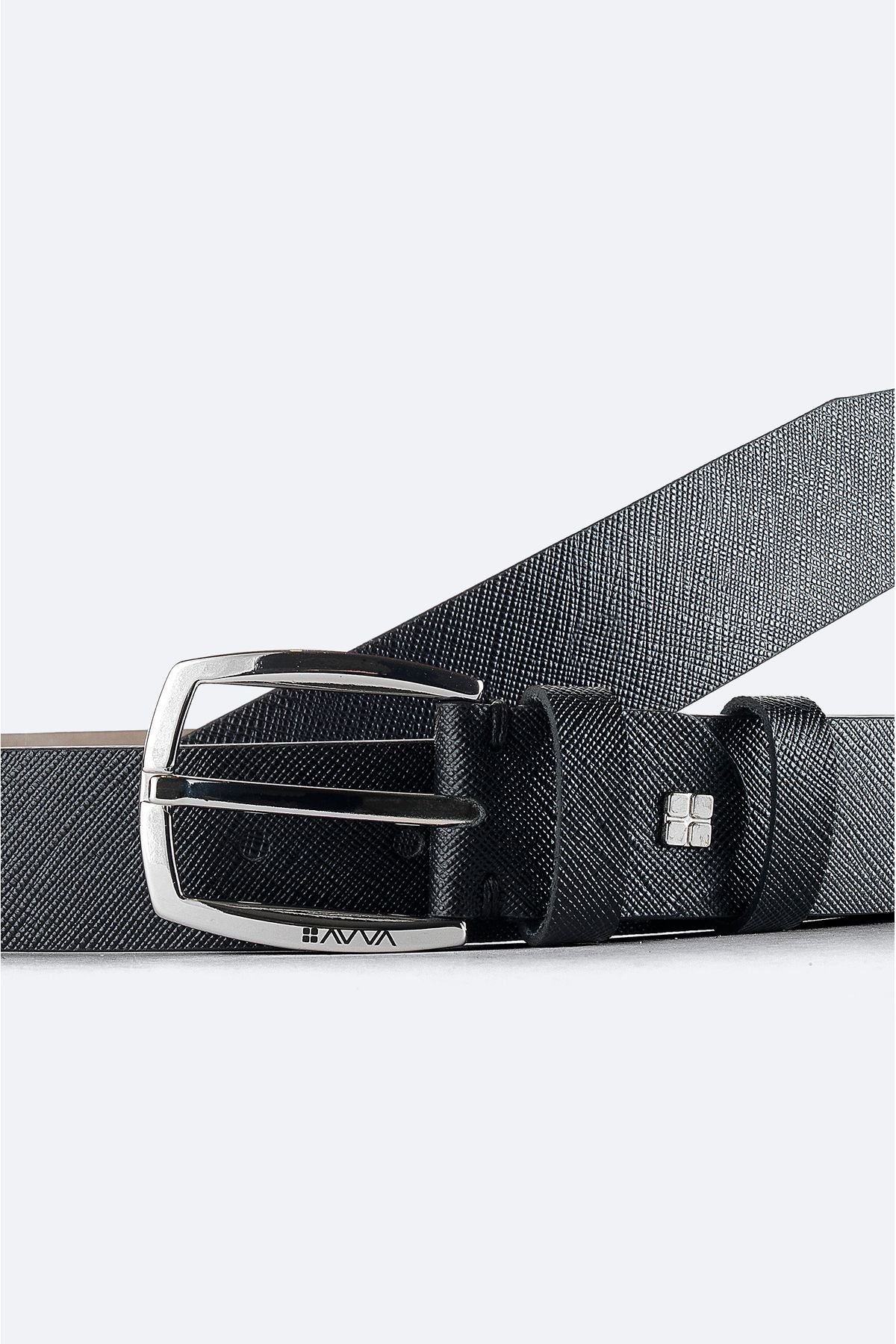 Men's black texture 100 %leather belt A41y9309