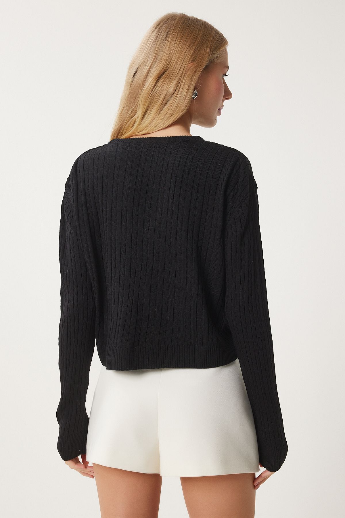 Women's black bow knit knitwear cardigan PF00102