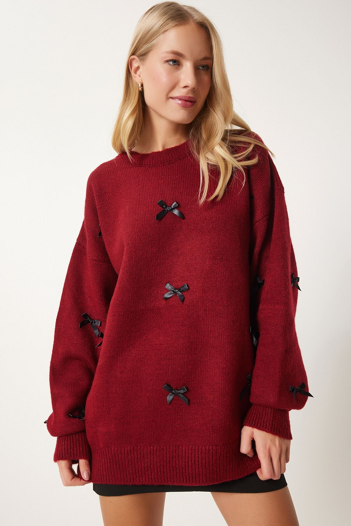 Women's Bordeaux Bow Triko Sweater SV00013