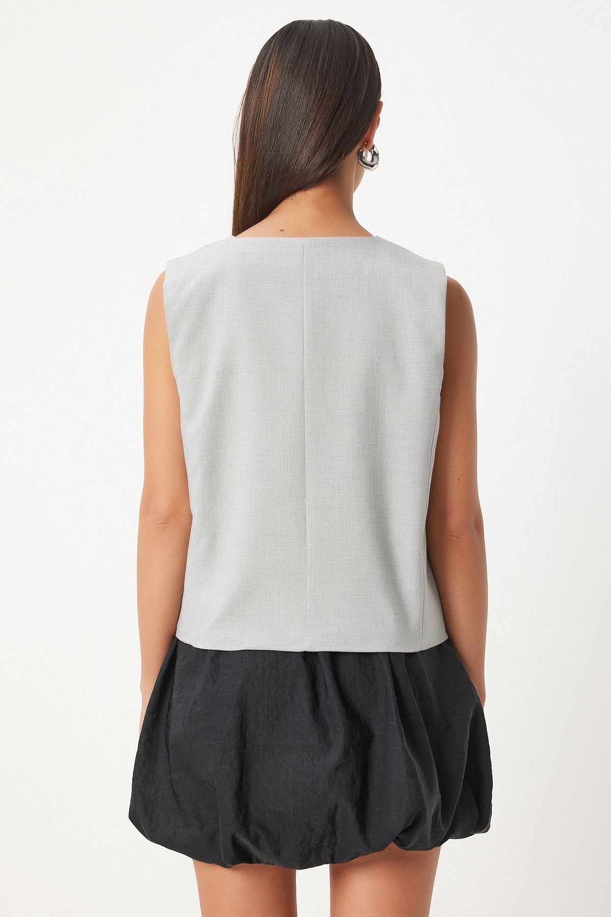 Women's Gray V -Neck Viscose Vest To00145