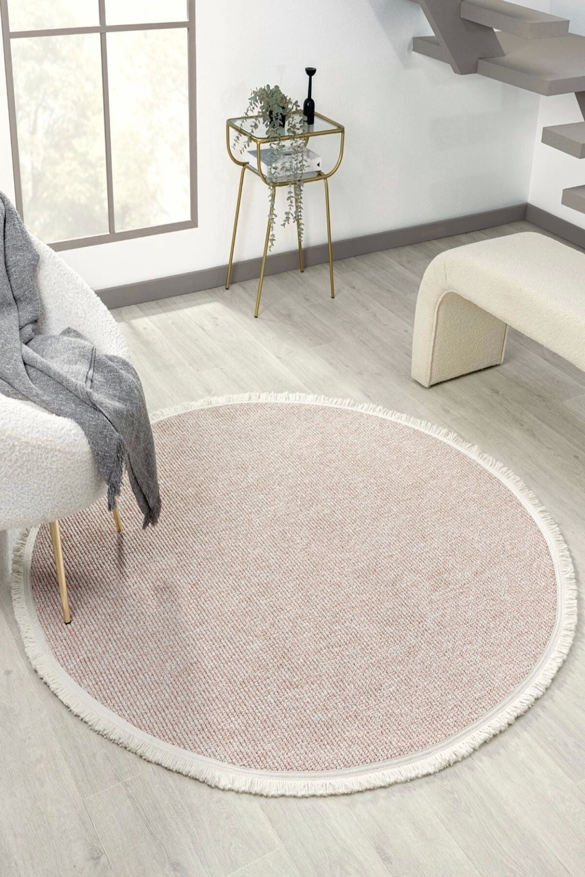 Gray Flat Round Modern Woven Carpet Gray Flat