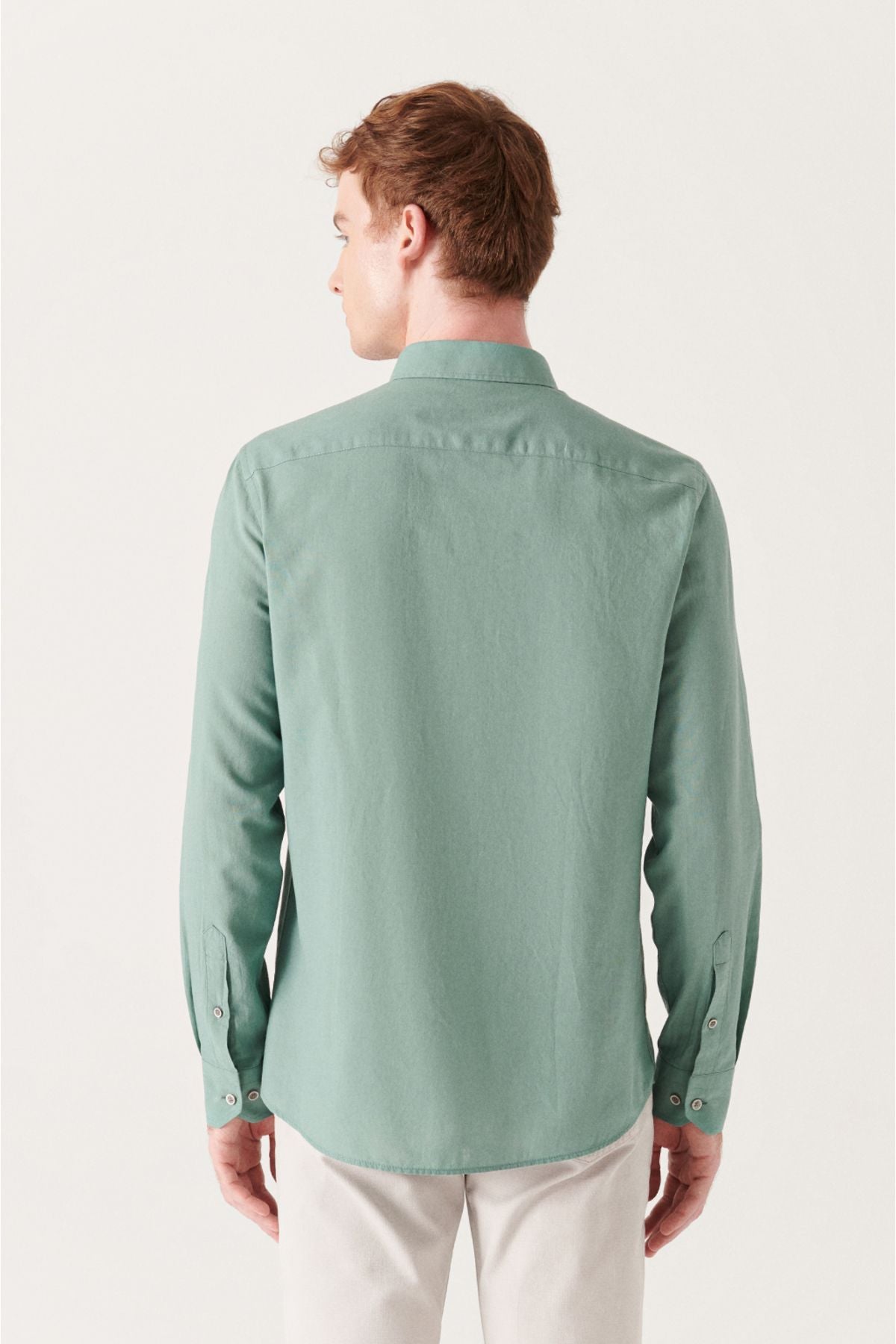 Men's Green 100 %Cotton Futter Soft Key buttoned Neck Shirt E002206