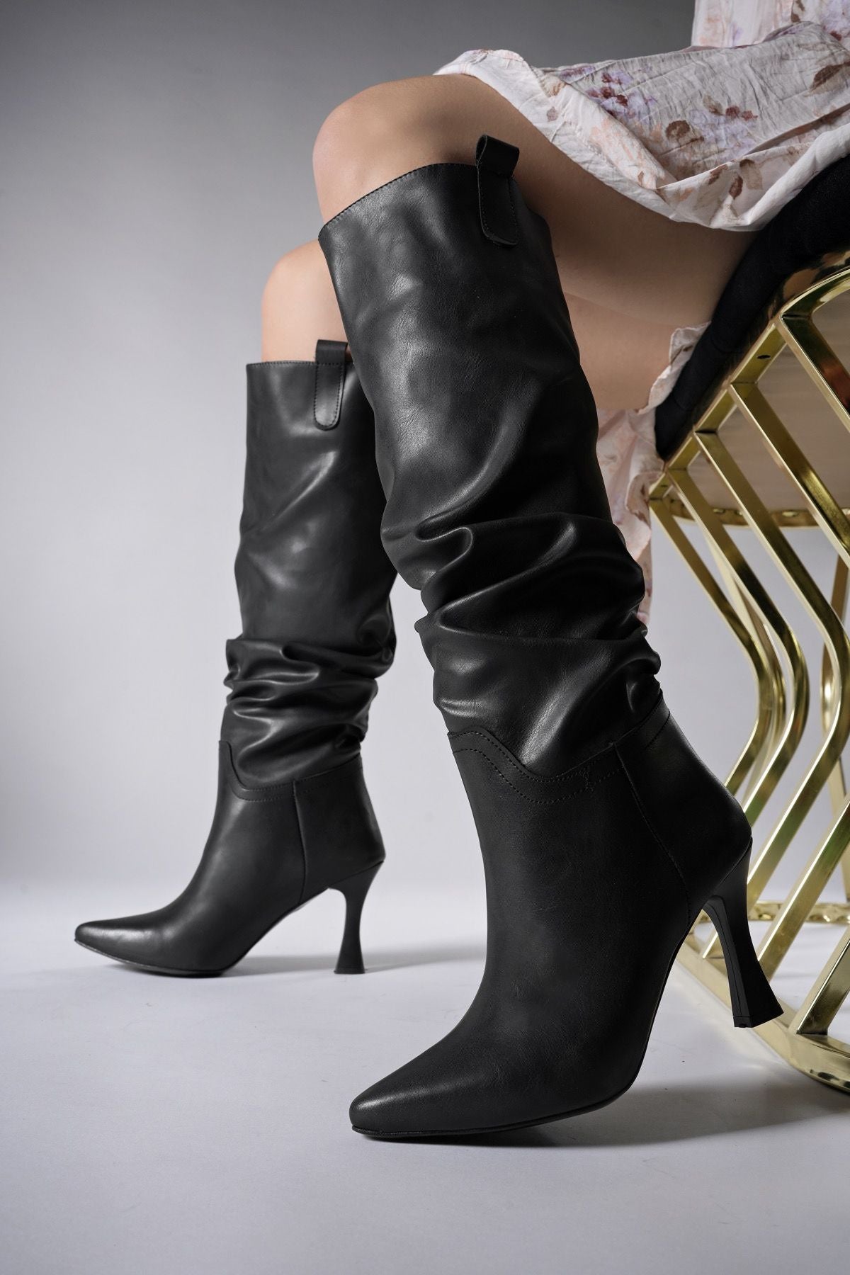 Women Heels Boots 00128511 Black Skin