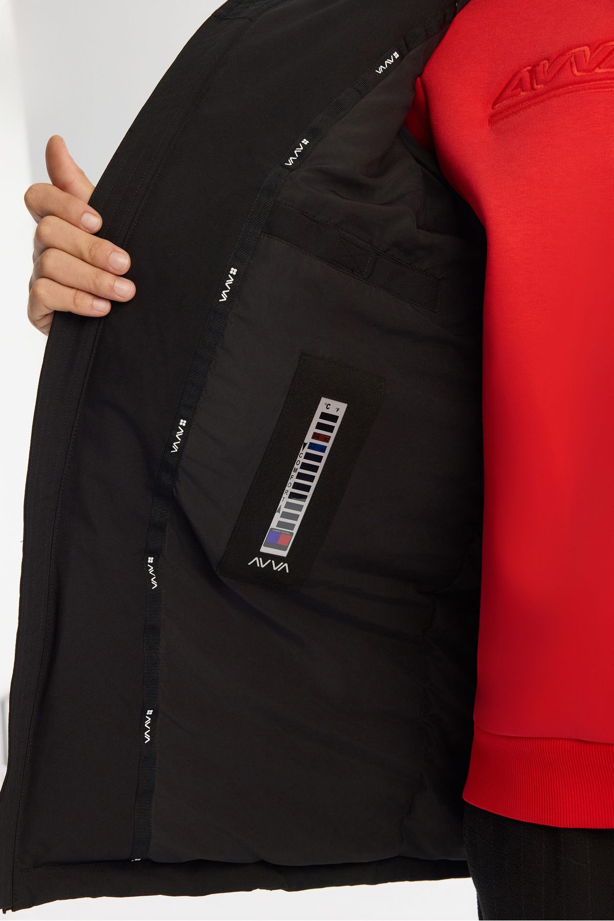 Men's black hooded water -driven windproof goose feather coat A42y6044
