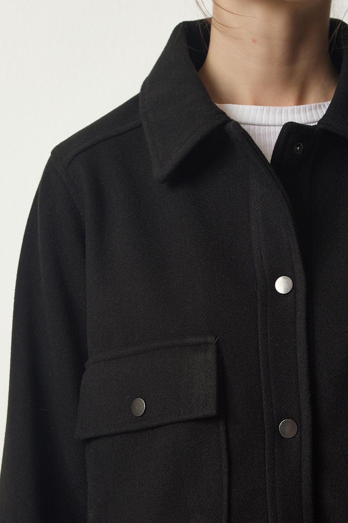 Female black pocket stamp jacket oh00051