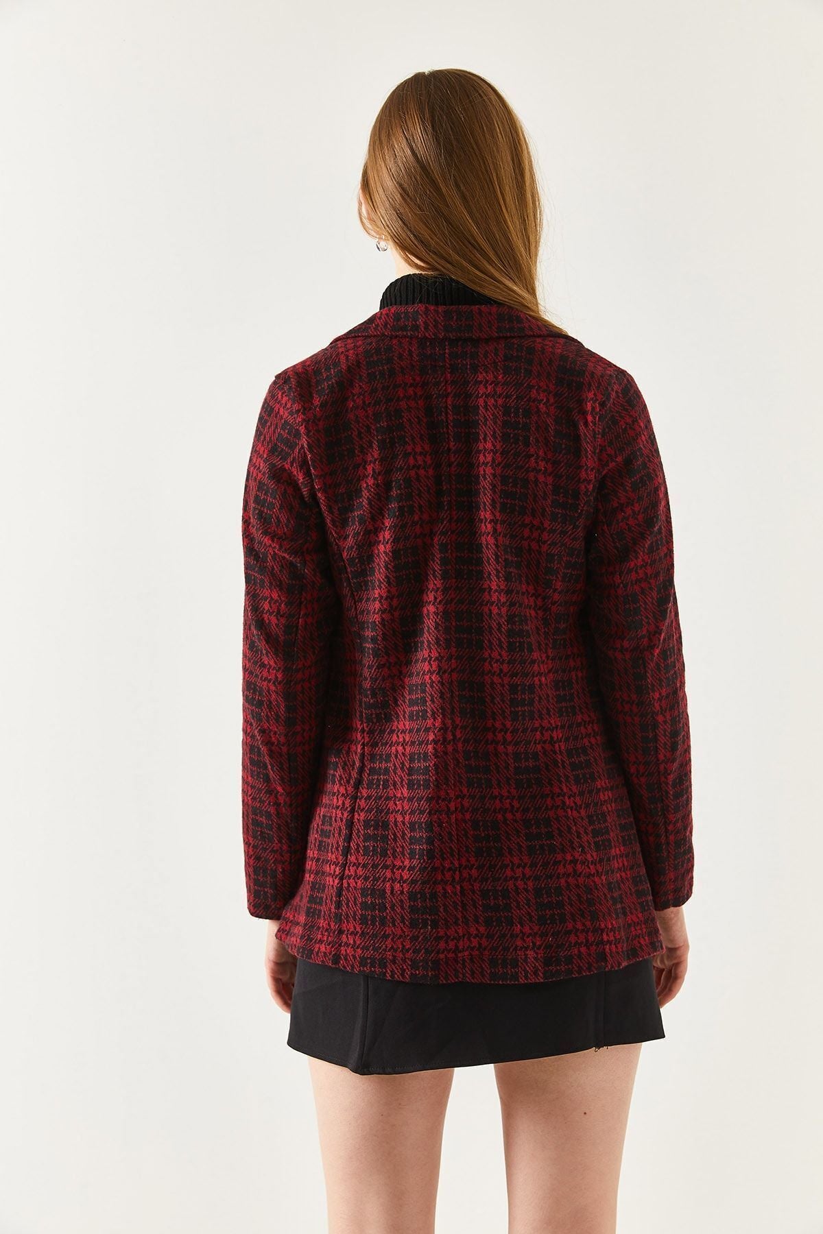 Female Bordeaux Stamp Single Button Echle Jacket ARM-19K001131