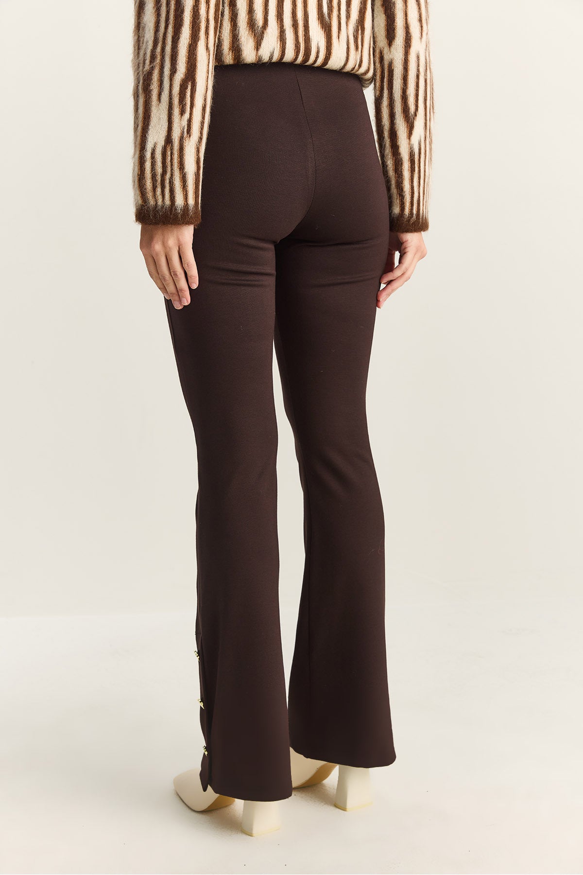 Women's Button Detailed Flare Leg Tights ÖT251157 60283882