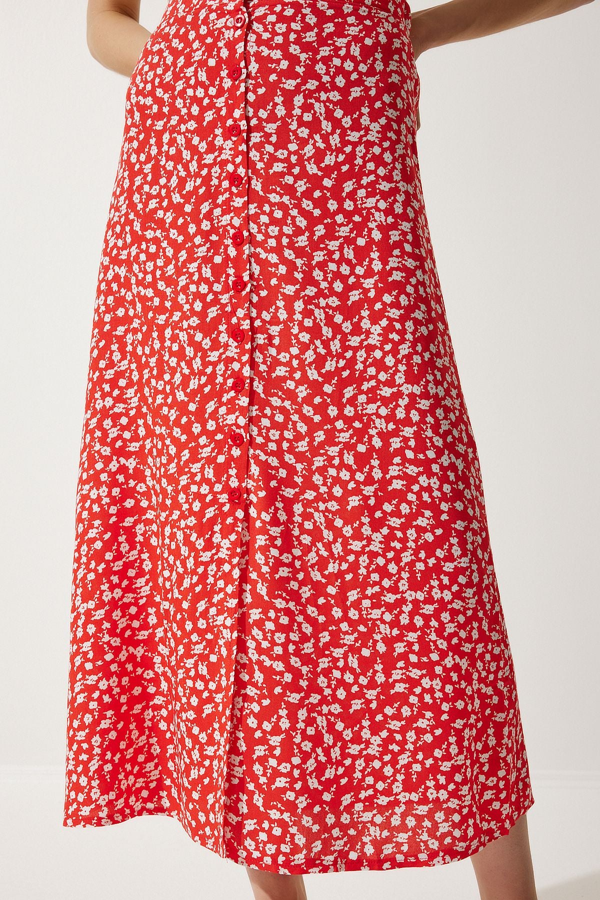 Female Orange Patterned Slit viscose skirt UB00246