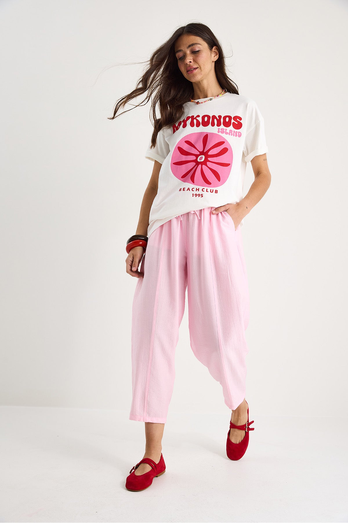 Women's Tie Waist Pocket Detailed Carrot Cut Summer Trousers 3878 60281041