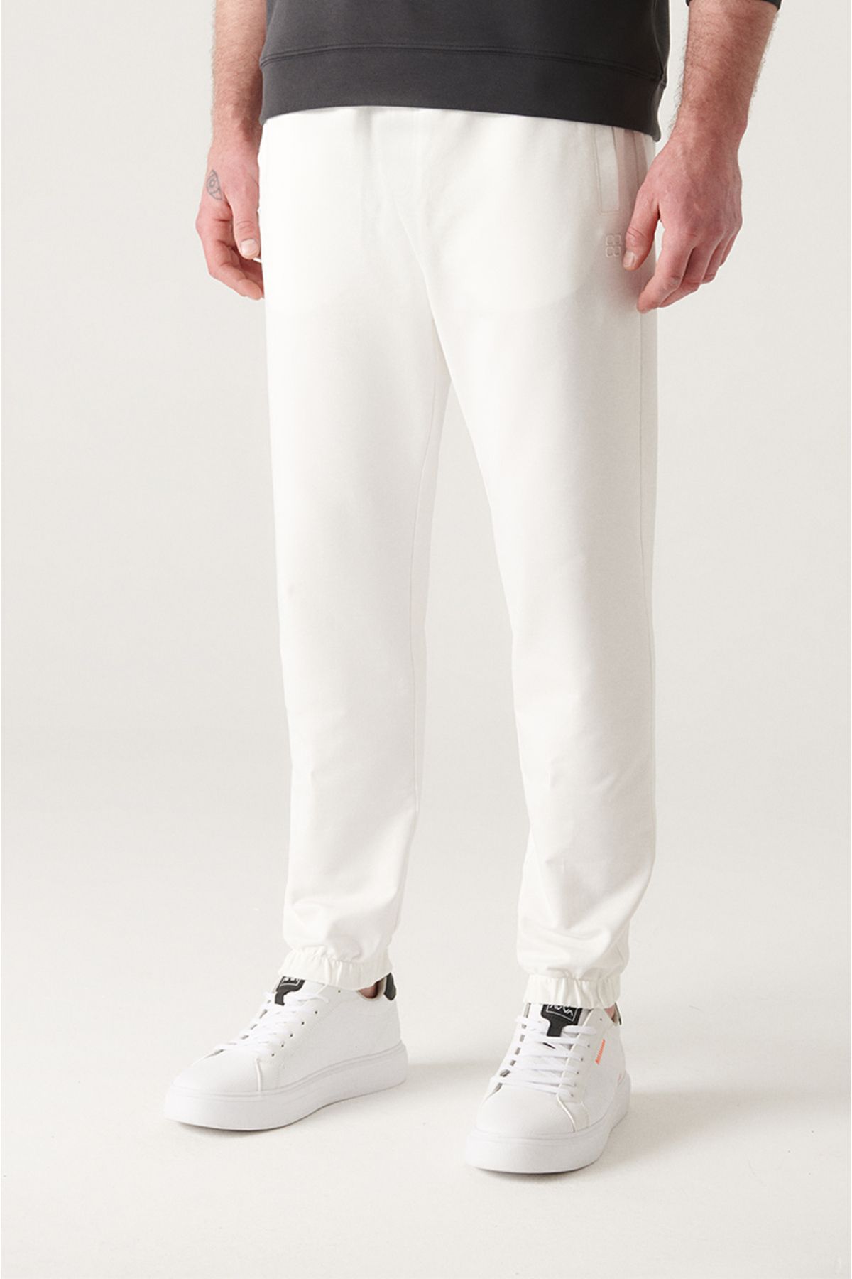 Men's Ecru Waist Lacıklı Side Pocket Paçası 2 -IP Cotton Tracksuit Six E003403