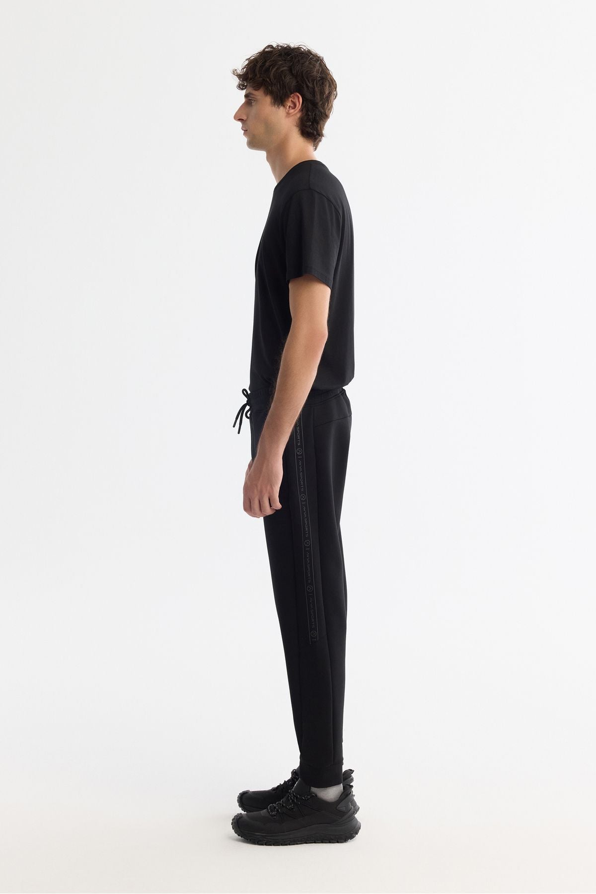 Men's Black Waist Elastan Elastan Service Six A42Y3418