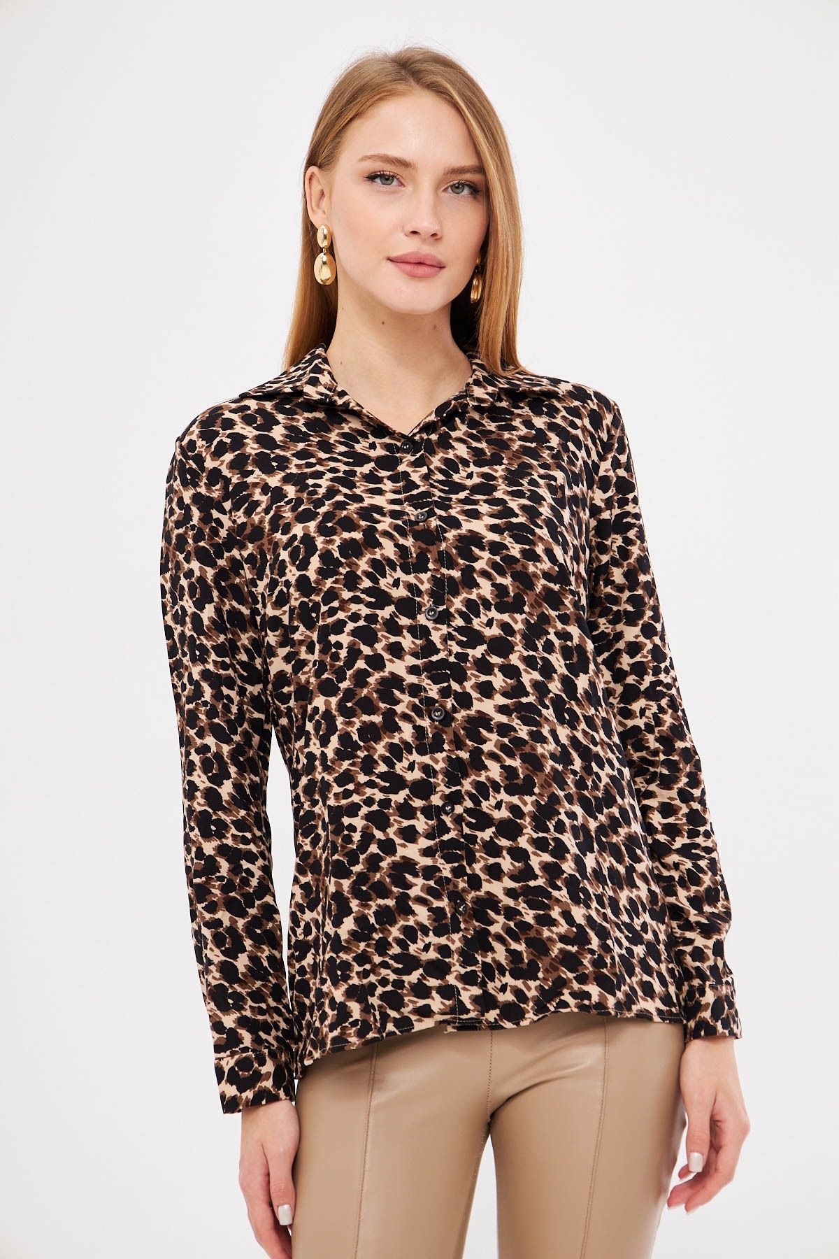 Female mink patterned long arm shirt ARM-25K001040