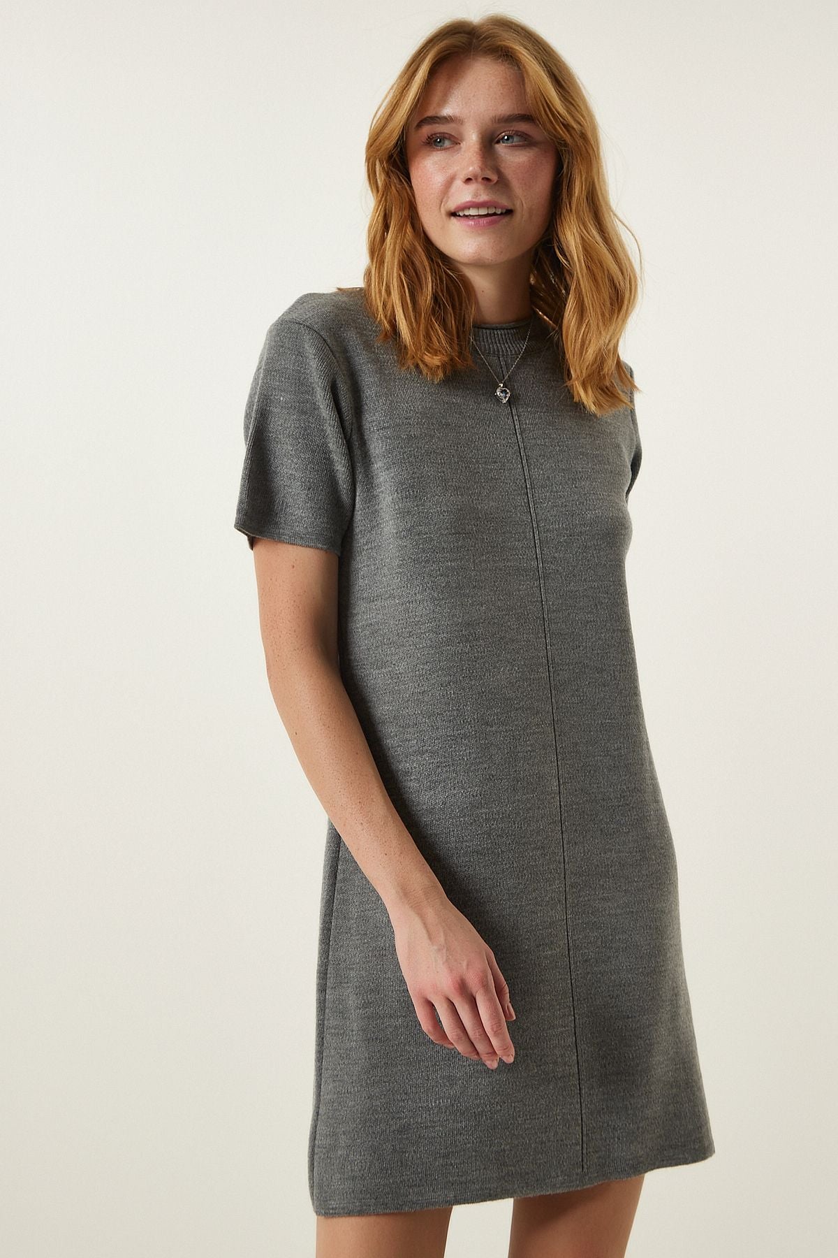 Woman Gray Soft textured Mini Tiko Dress DP00197