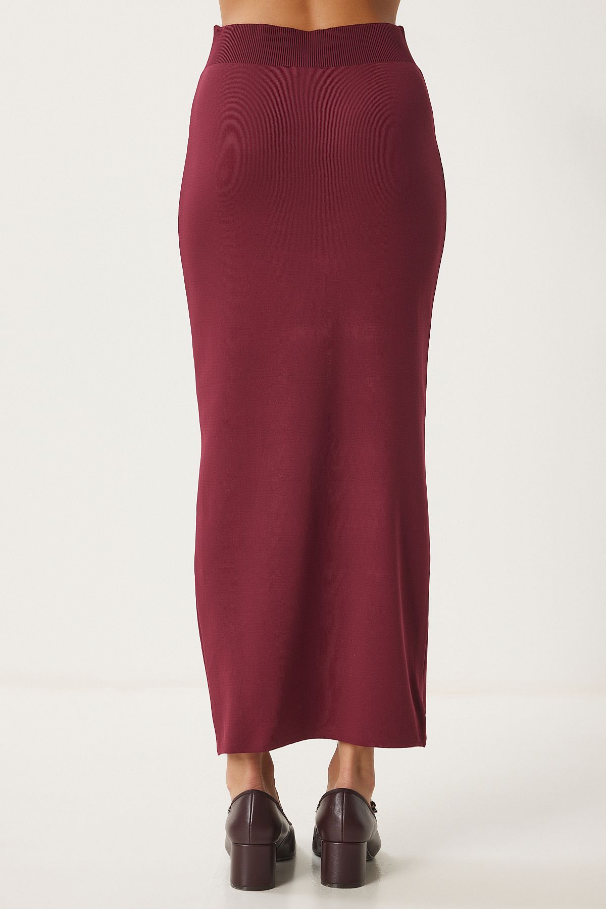 Female burgundy knitwear vest skirt set FN03396