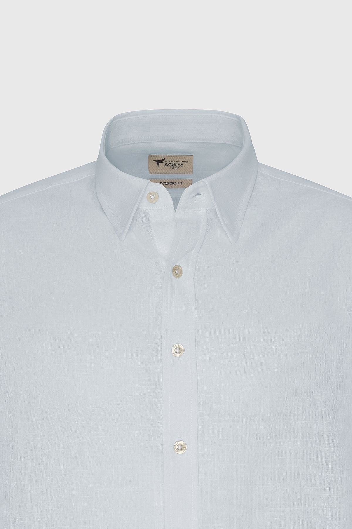 Men's Light Blue Comfort Fit comfortable cut hidden button collar 100 %cotton pennant shirt