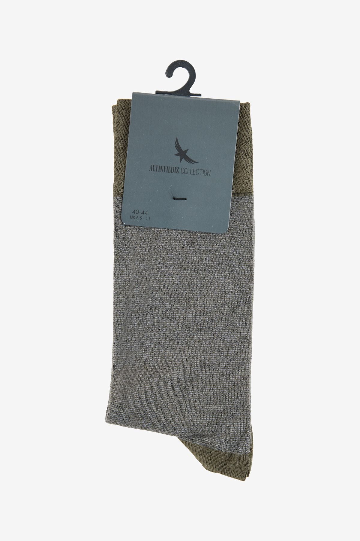 Men's Khaki-Gri Patterned Single Socks