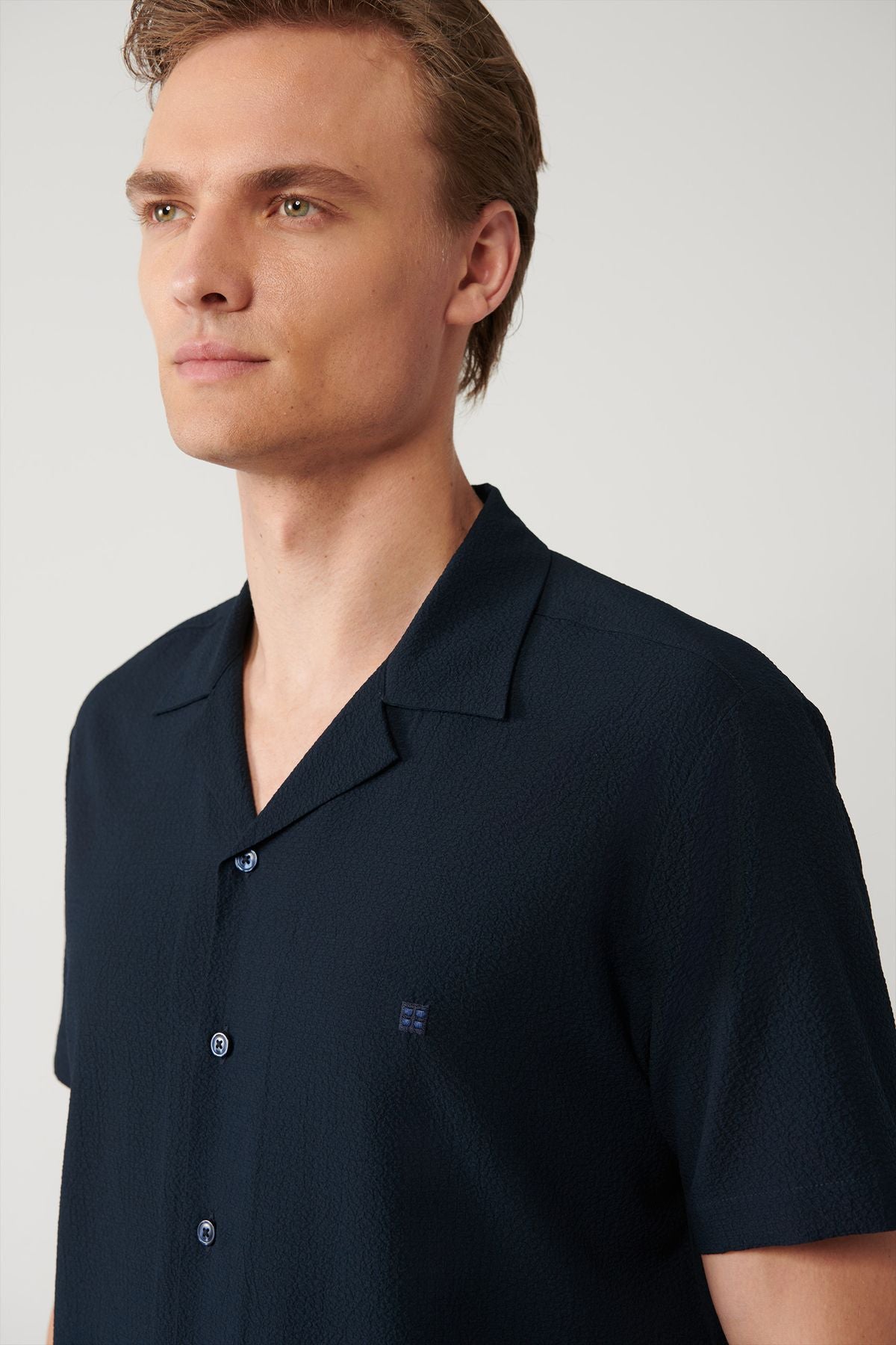 Men's Navy Apjja Yaka Easy ironing Wishbrees Shirt A41y2169