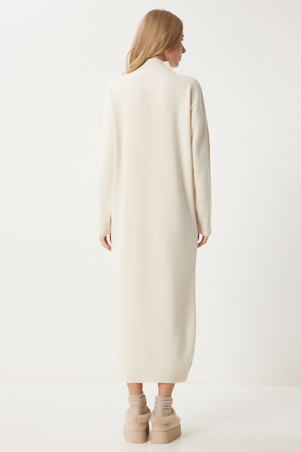 Female Bone Fisherman Collar Long Knitwear Dress DD01344