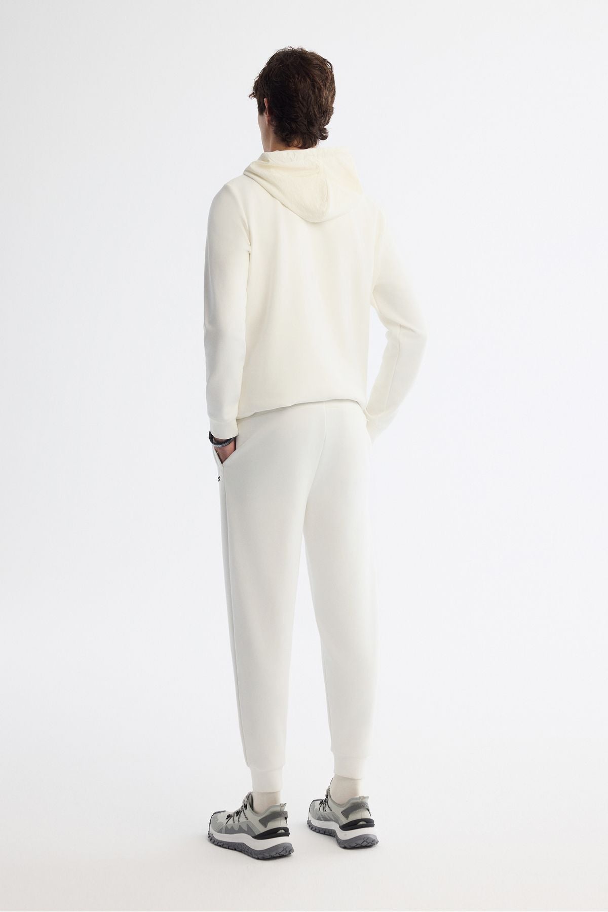 Men's Ecru Waist Elastan Elastan tracksuits with lace -up laced laced A42Y3410