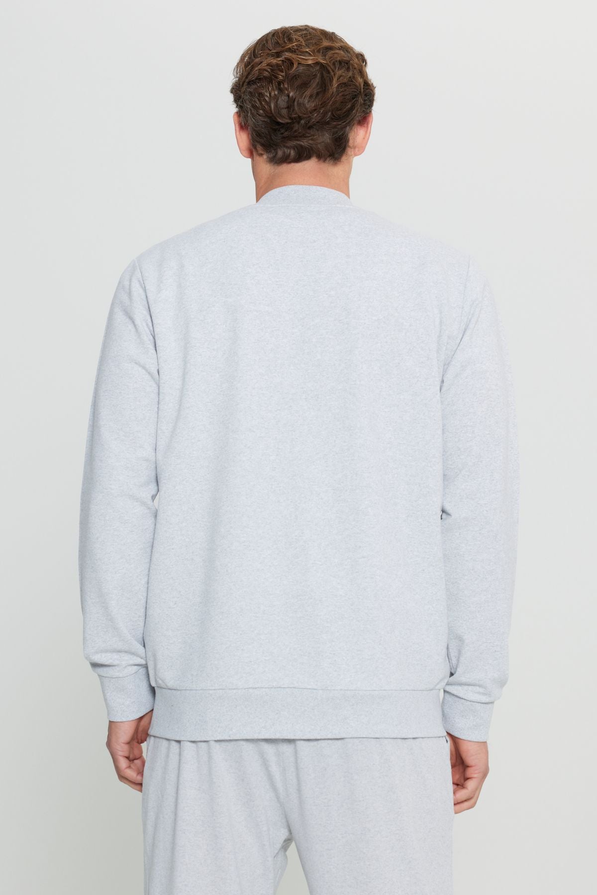 Men's Gray Melanj Cotton Standard Fit Normal Cutting College Side Cep Sweatshirt Jacket