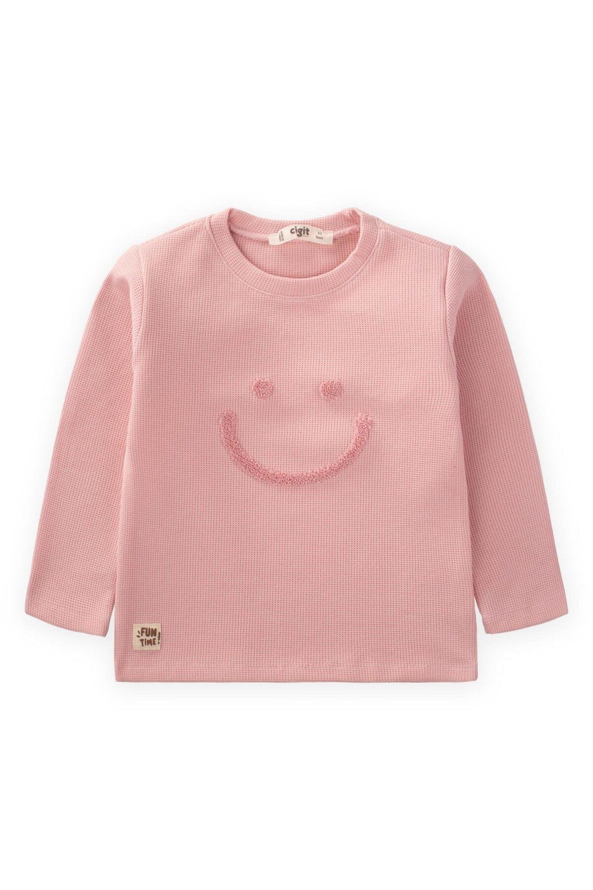 Smile filter embroidery waffle seasonal t-shift 2-10 age baby pink