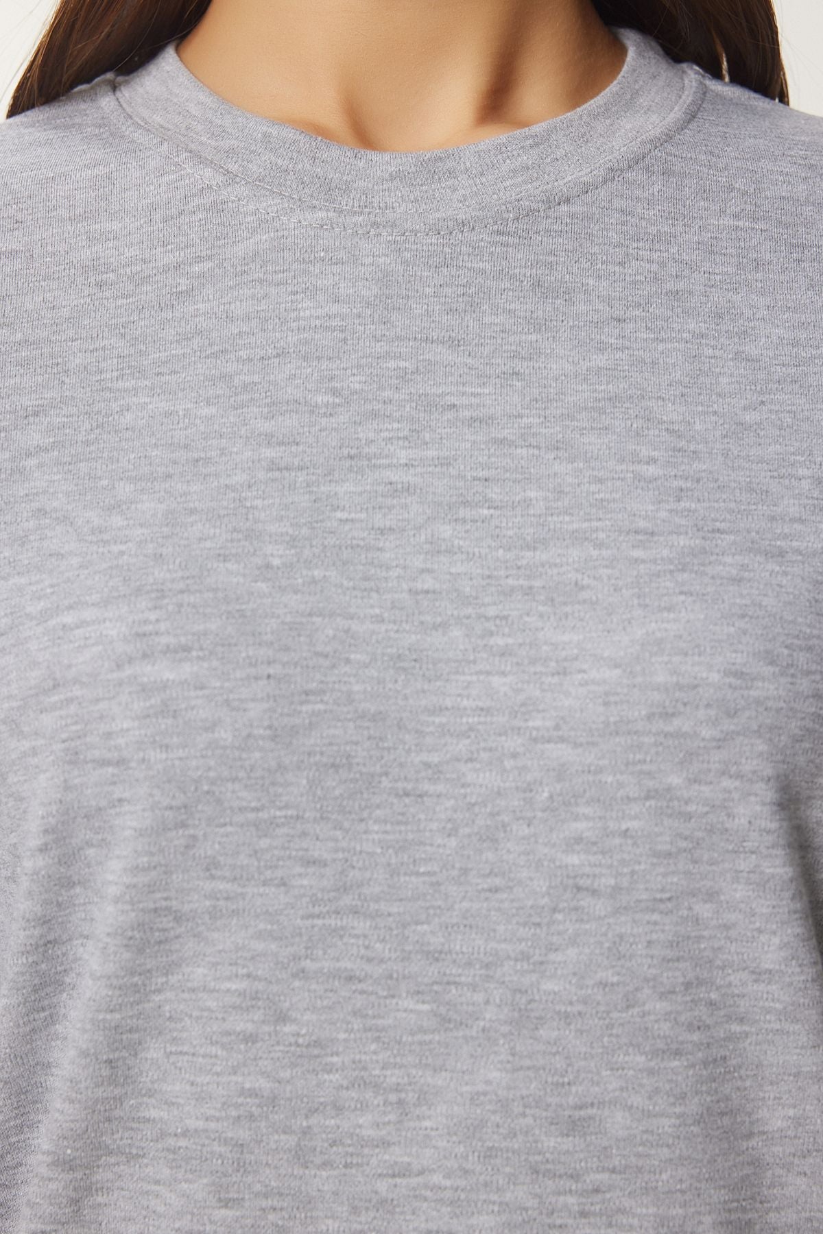 Women's Gray Melanj Cotton Basic Knitting T-Shirt AG00001