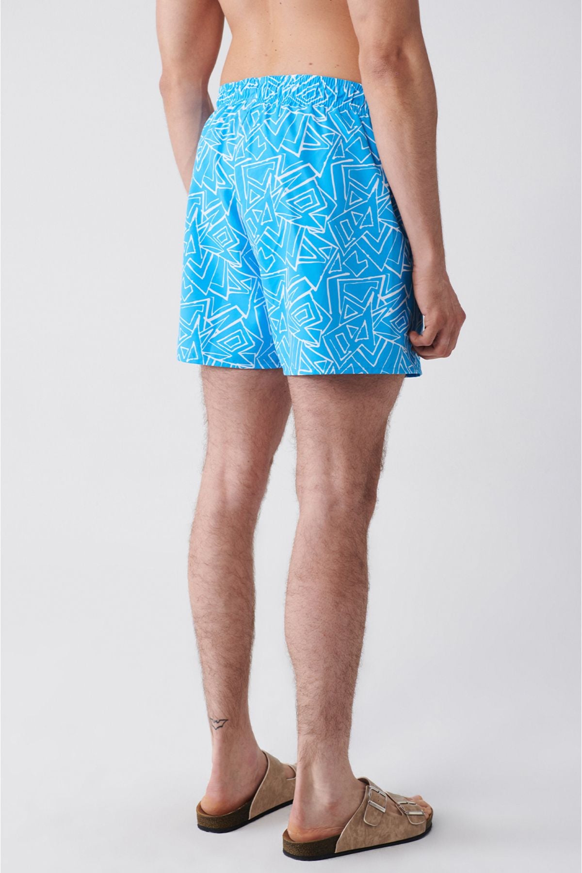 Men's turquoise fast -drying printed standard Boy swimsuit sea shorts E003802