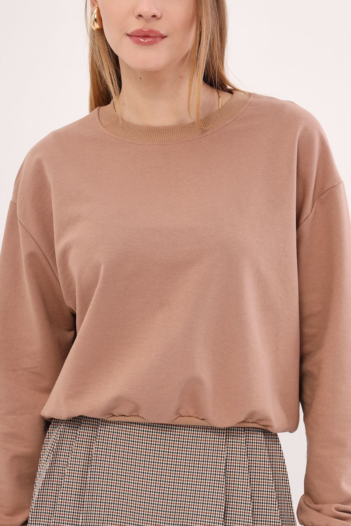 Female mink bicycle collar Crop sweatshirt ARM-25K001027