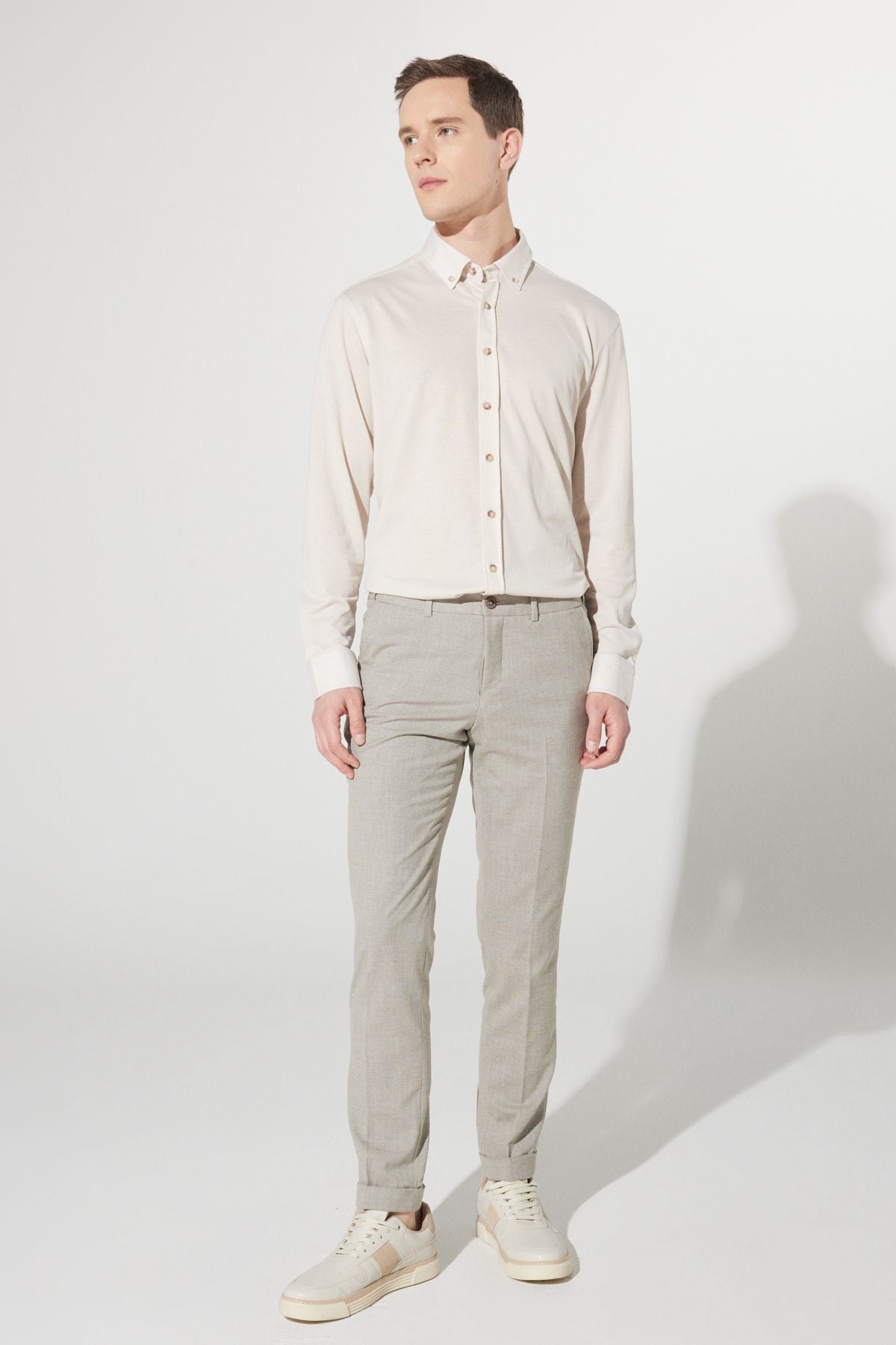 Slim Fit Narrow Cut Patterned Waist Waist Fabric Classic Pants