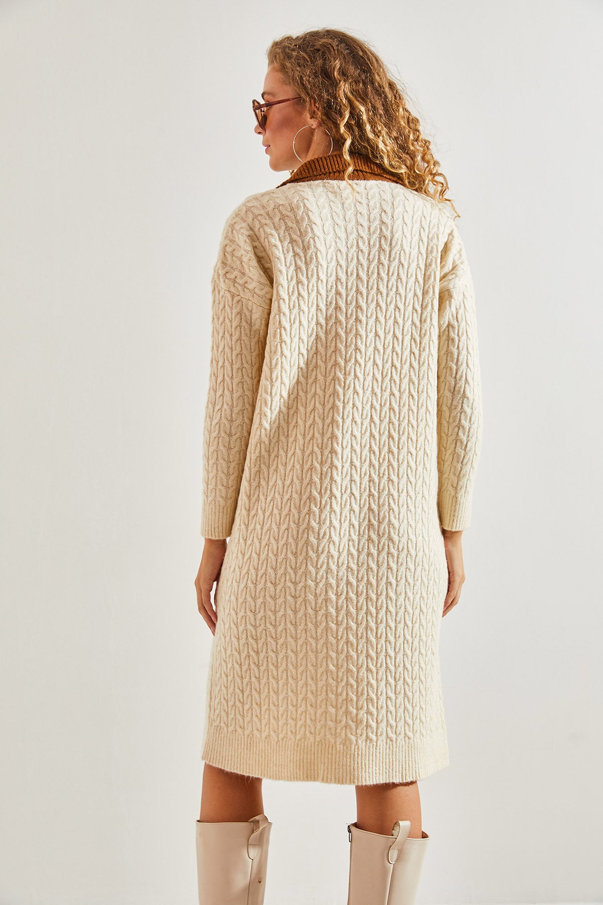 Women's Colored Collar Knitwear Dress 20234214