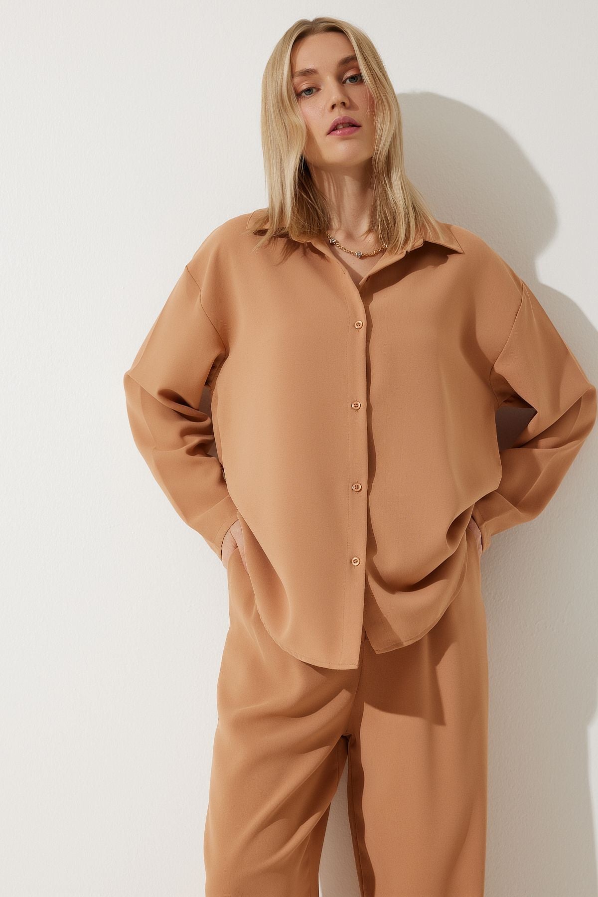 Female biscuit seasonal weaving shirt palazzo pants set RV00174