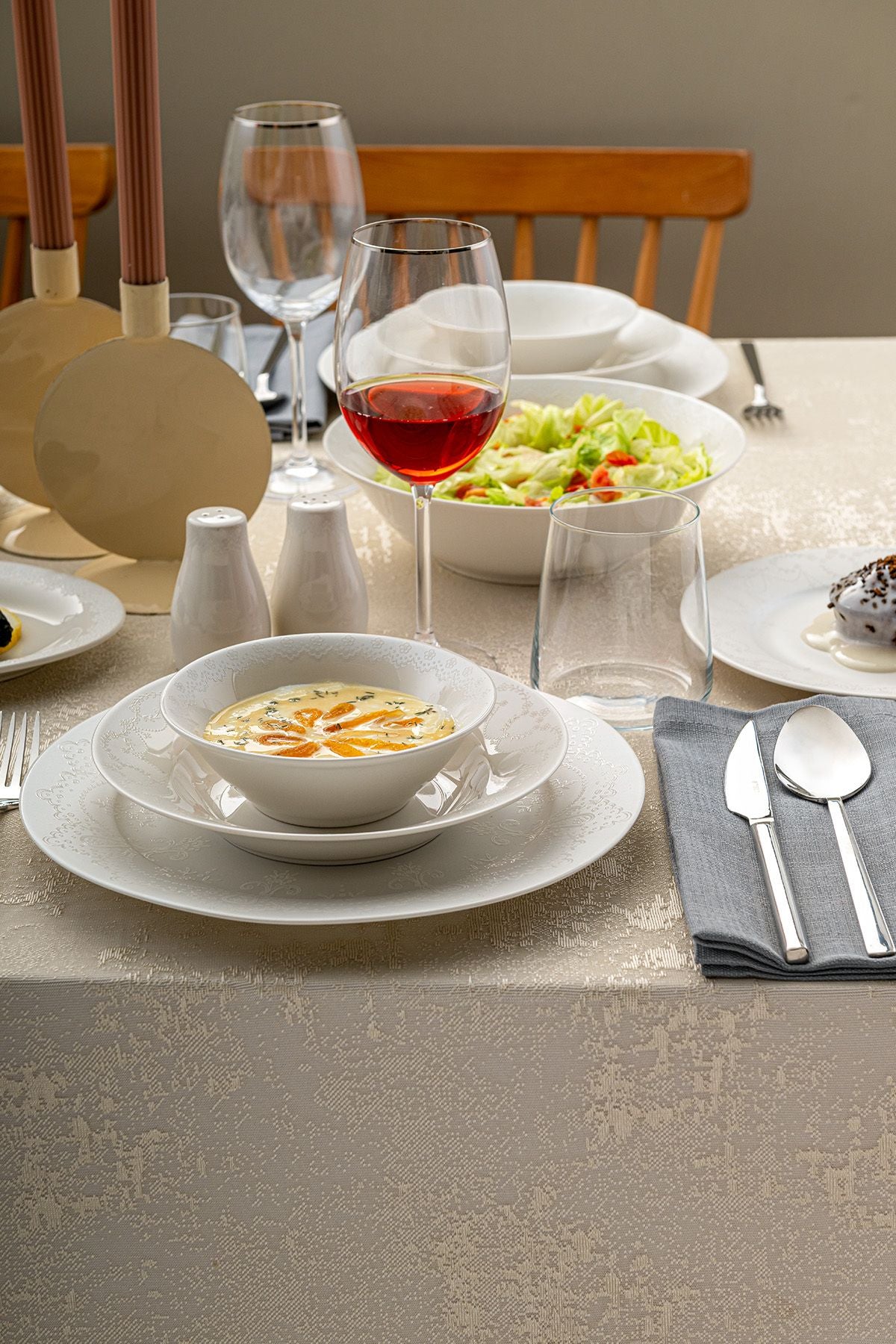 New Bone Diana 56 Pieces 12 Person Dinner Set