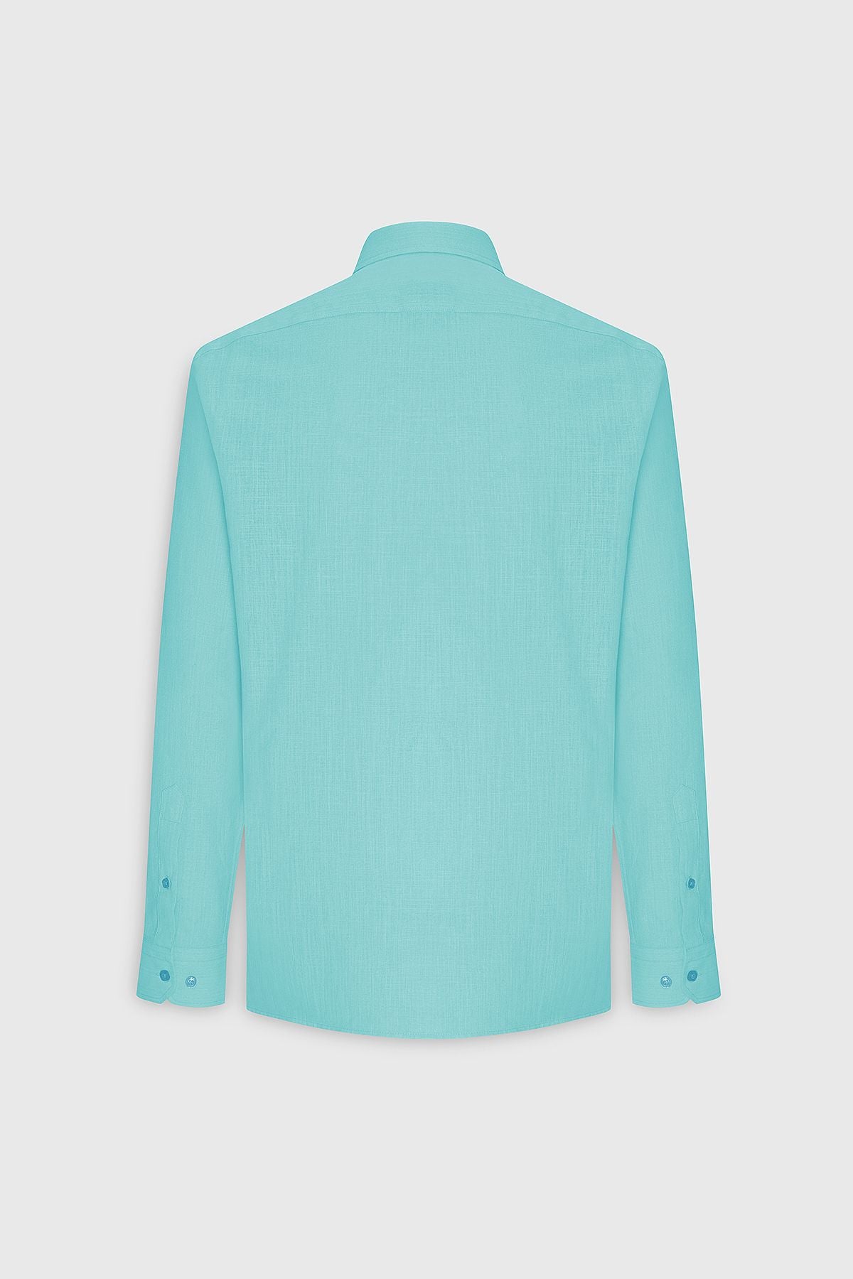 Men's turquoise comfort fit comfortable cut hidden button collar 100 %cotton pennant shirt