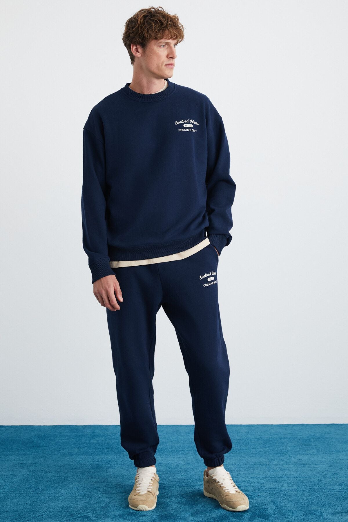 Notingham Men's 2 -SET RELAXED Organic Cotton Navy Blue Tracksuit Set