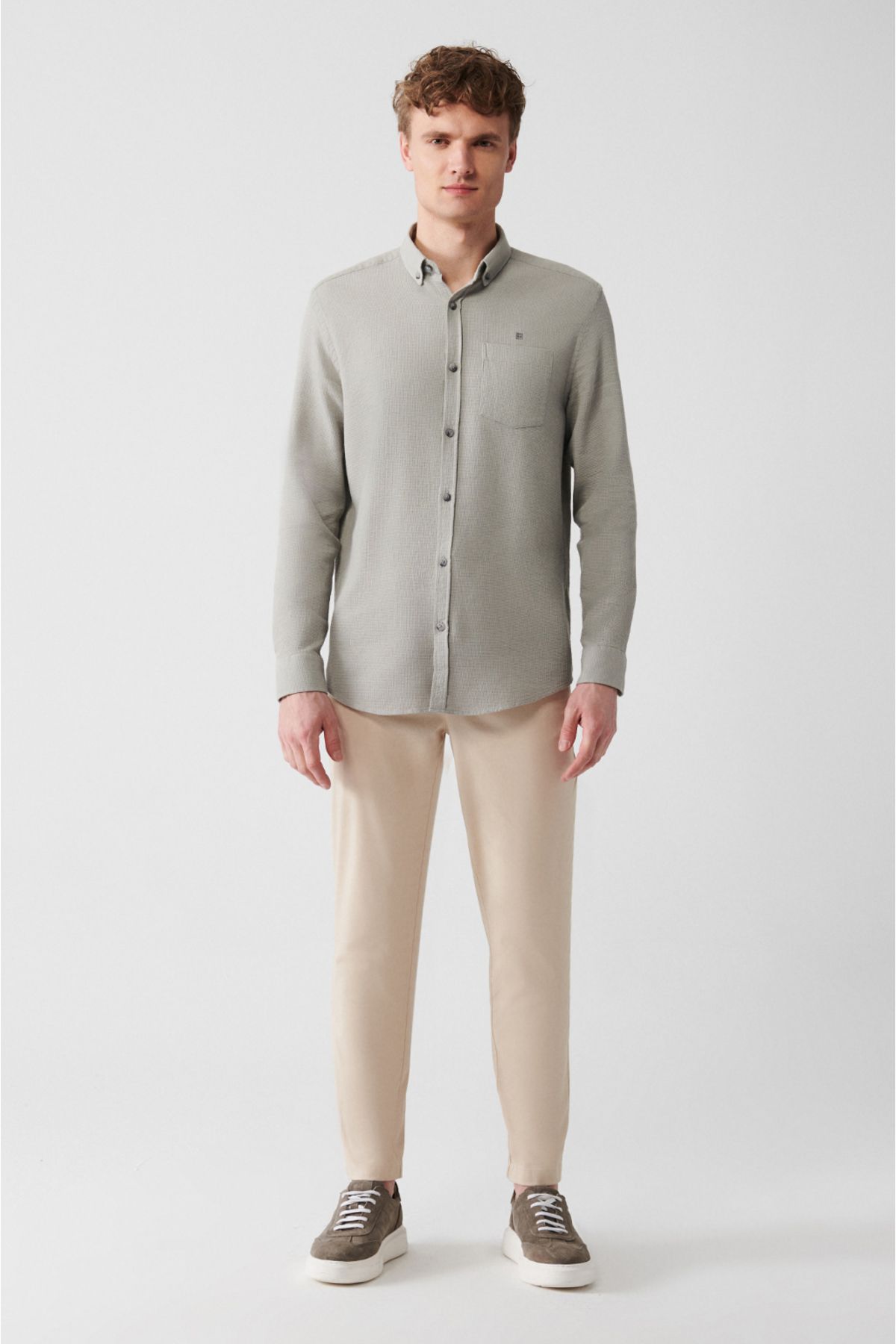 Men's gray 100 %cotton pocket shirt A31y2005