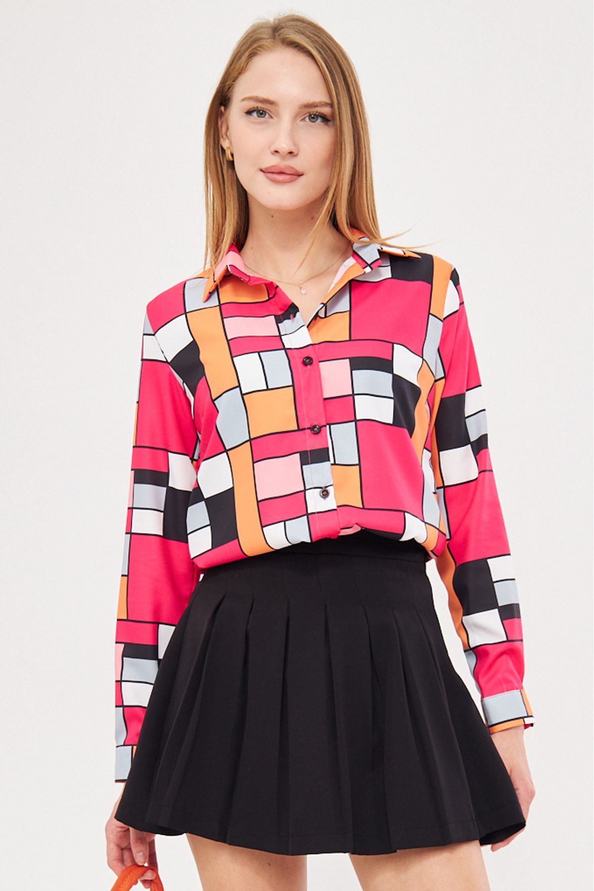 Women's Fuchsia Patterned Long Sleeve Shirt ARM-25K001040