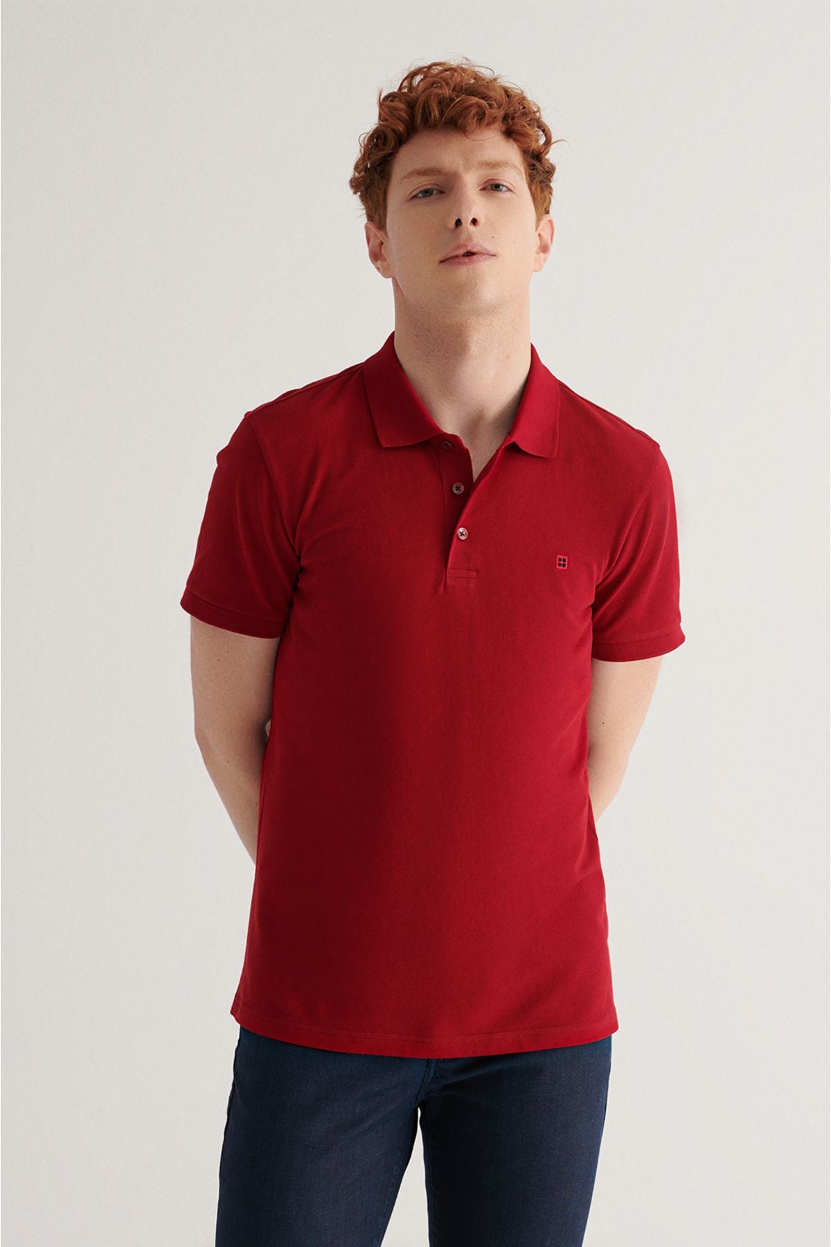 Men's Bordeaux 100 %Cotton Cool Polo Yaka T-Shirt E001004