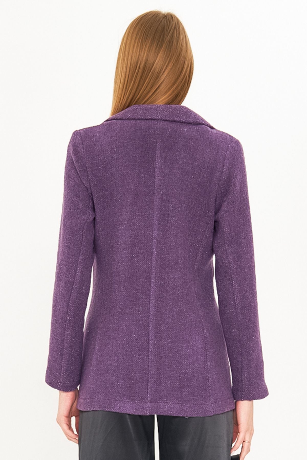 Woman purple single button stamp jacket ARM-25K001082
