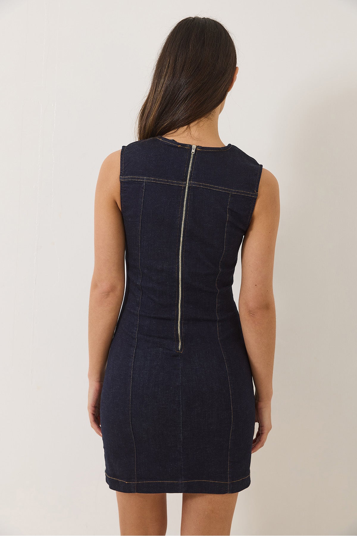 Women's Crew Neck Lycra Summer Denim Dress 8038 60283163